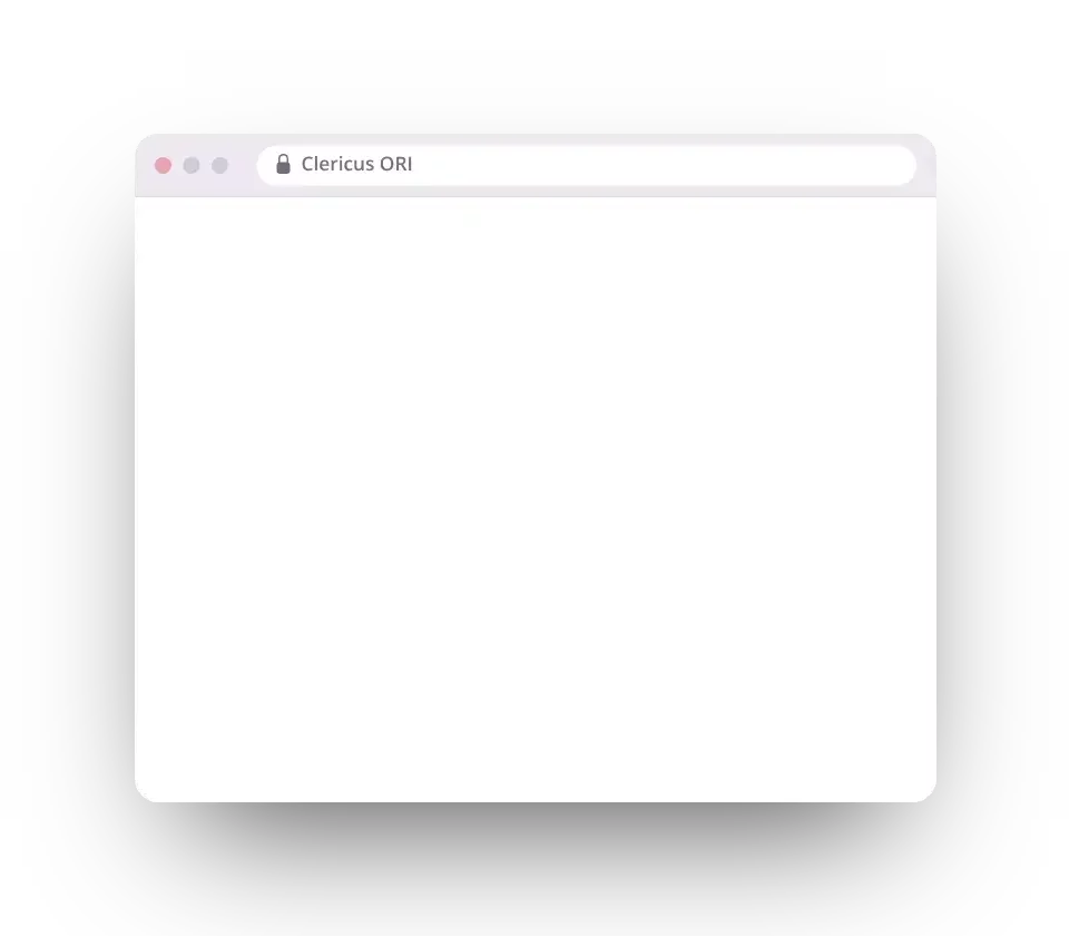 Clericus ORI in a browser: a deed is assigned an instrument number and book and page, the fee is receipted and it is stamped recorded